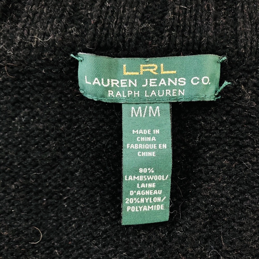 Lauren Ralph Lauren Knit Lambs Wool Full Zip Sweater Cardigan Red Black Grey - Picture 4 of 5